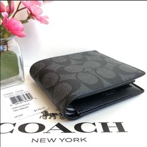 🌹Coach Men’s Compact ID Signature Wallet F74993
